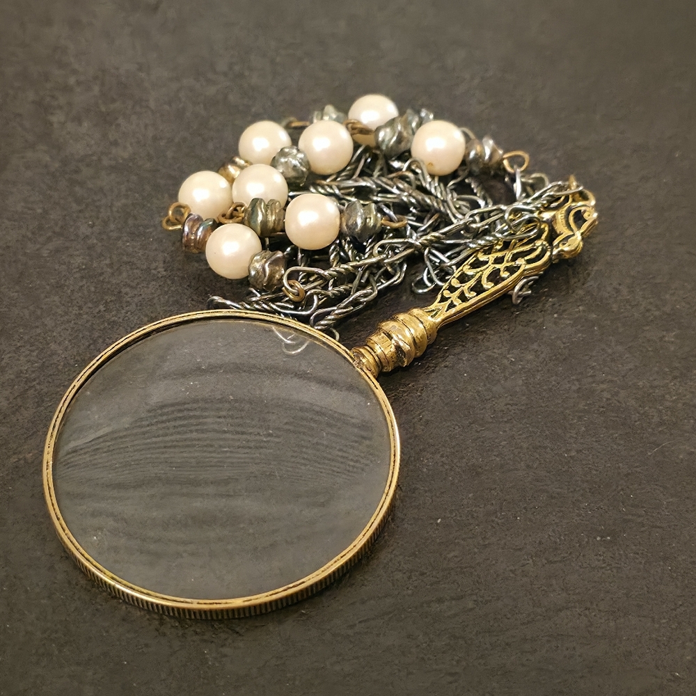 Vintage Magnifying Pendant Necklace Mid-Century Revival - Picture 2 of 7